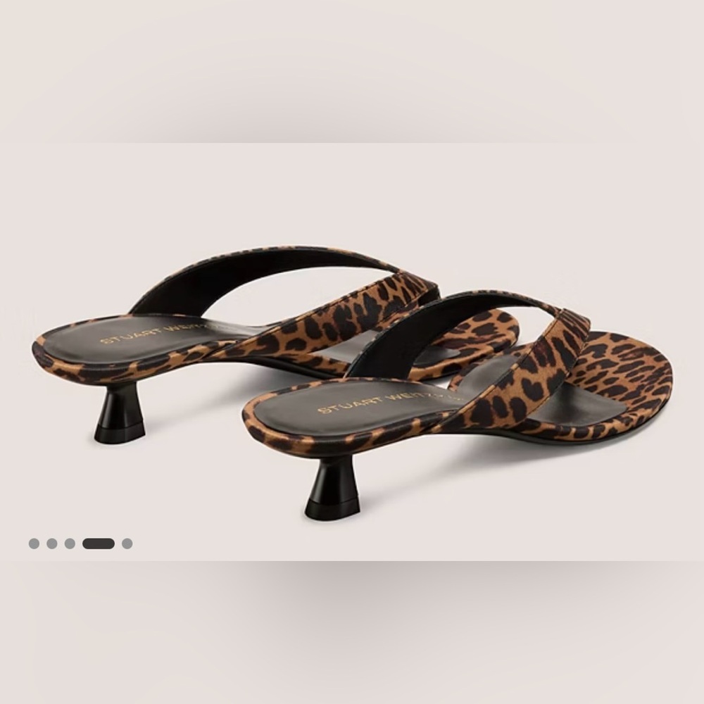 Stuart Weitzman Rio Sleek Leopard Kitten-Heel Sandals - size 8.5B - Picture 6 of 11